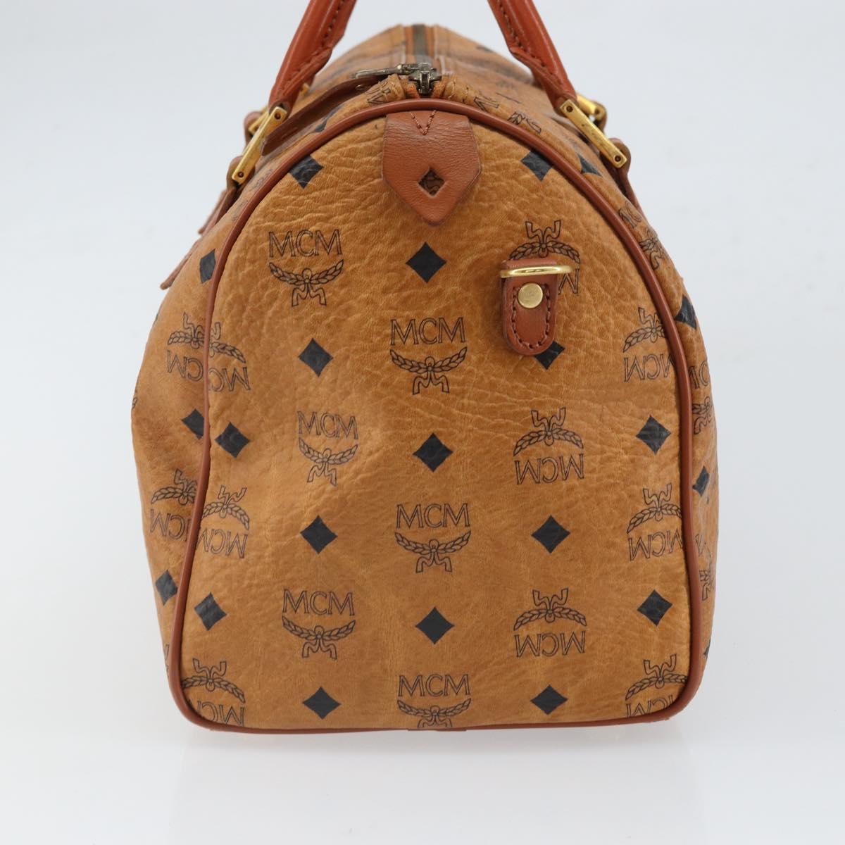 MCM Vicetos Logogram Hand Bag PVC Leather Brown Gold Auth 168498