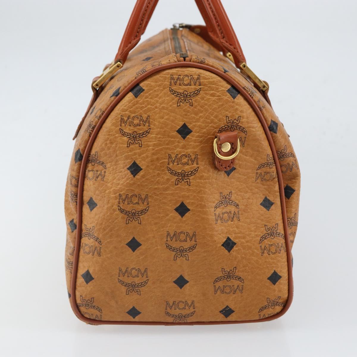 MCM Vicetos Logogram Hand Bag PVC Leather Brown Gold Auth 168498