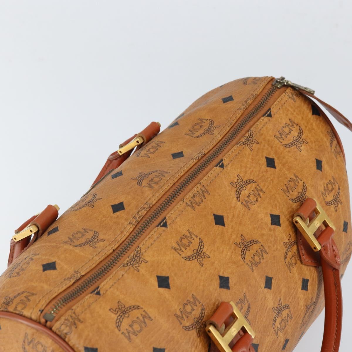 MCM Vicetos Logogram Hand Bag PVC Leather Brown Gold Auth 168498