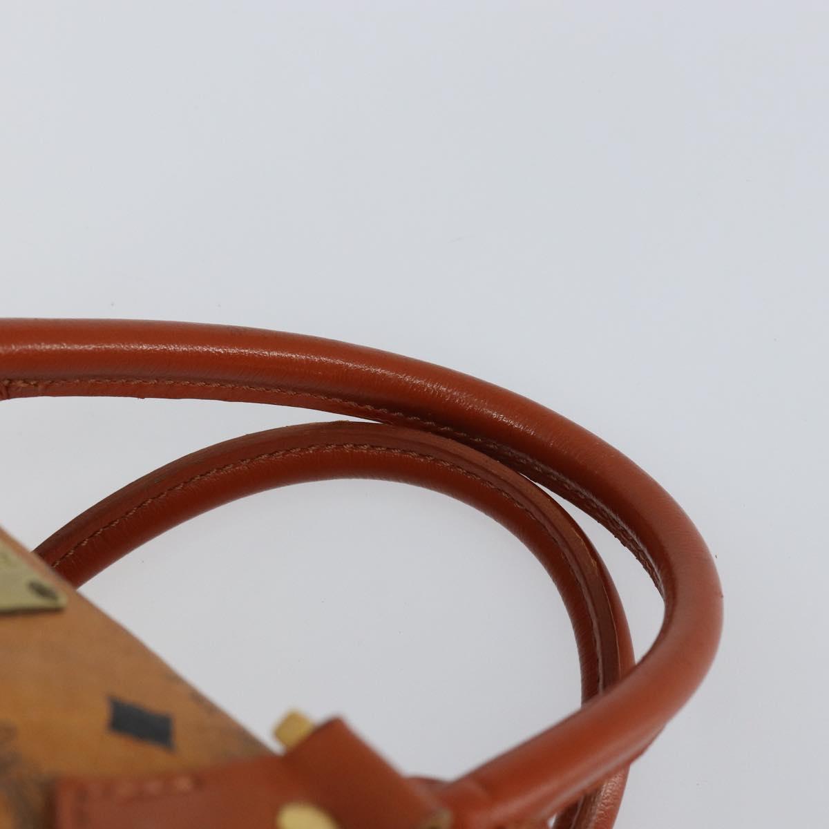 MCM Vicetos Logogram Hand Bag PVC Leather Brown Gold Auth 168498