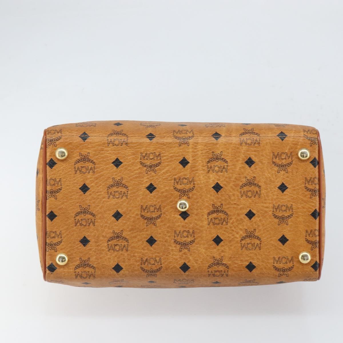 MCM Vicetos Logogram Hand Bag PVC Leather Brown Gold Auth 168498