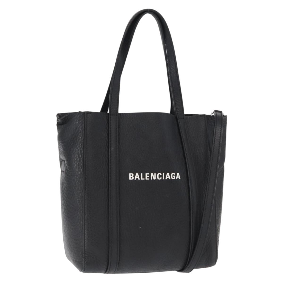 BALENCIAGA Every day Tote Bag Leather 2way Black Silver 551815 Auth 168501