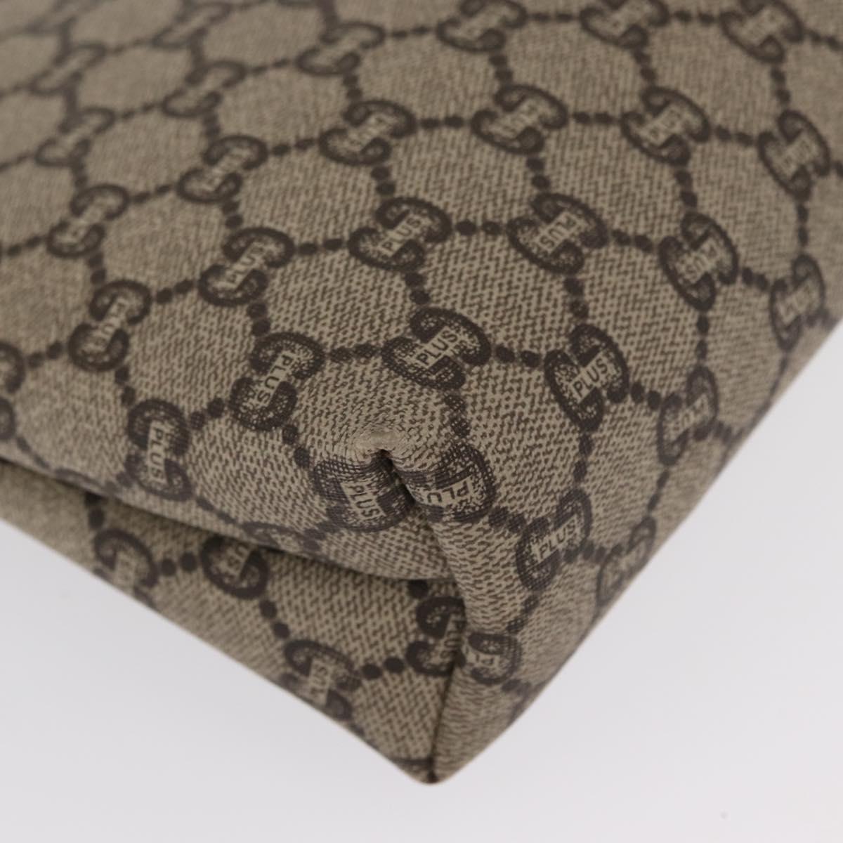 GUCCI GG Plus Supreme Pouch PVC Beige 07198 Auth 168504