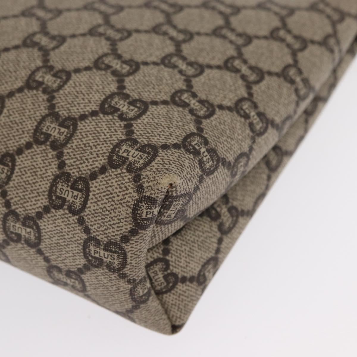 GUCCI GG Plus Supreme Pouch PVC Beige 07198 Auth 168504