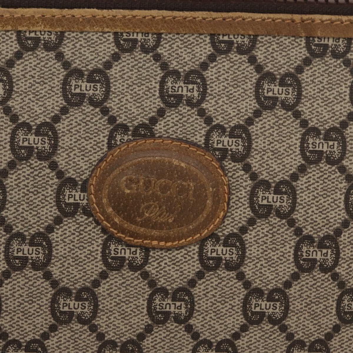 GUCCI GG Plus Supreme Pouch PVC Beige 07198 Auth 168504