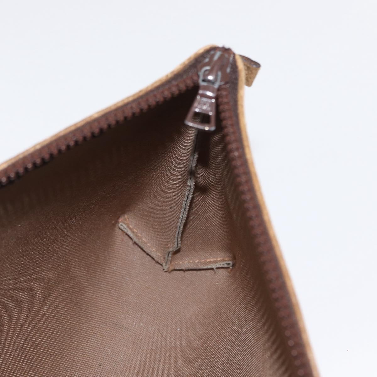 GUCCI GG Plus Supreme Pouch PVC Beige 07198 Auth 168504