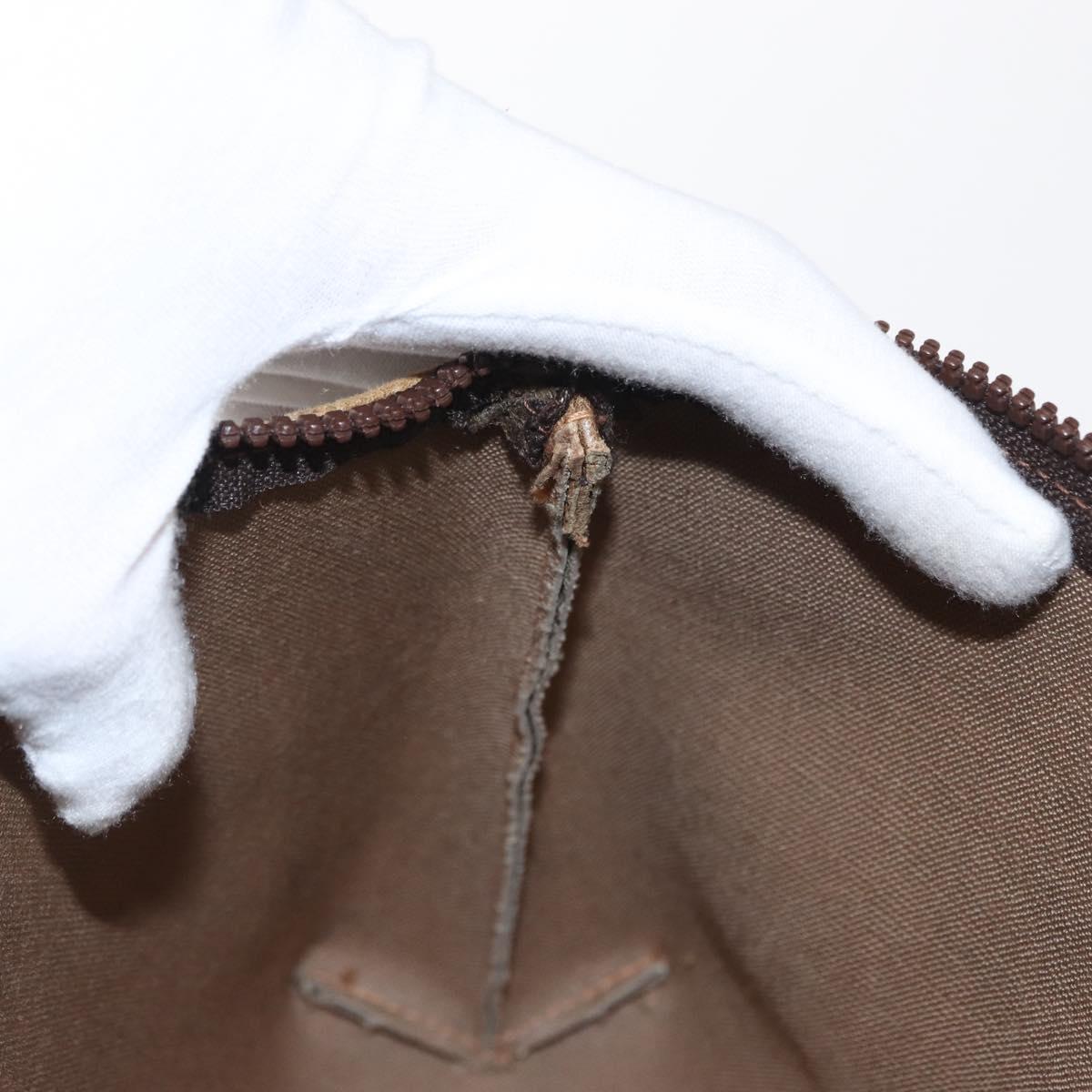 GUCCI GG Plus Supreme Pouch PVC Beige 07198 Auth 168504