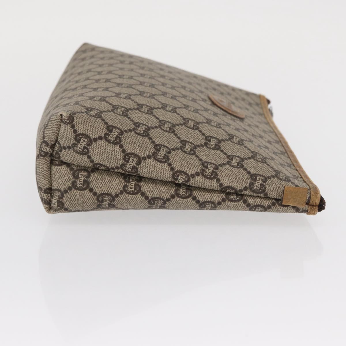 GUCCI GG Plus Supreme Pouch PVC Beige 07198 Auth 168504