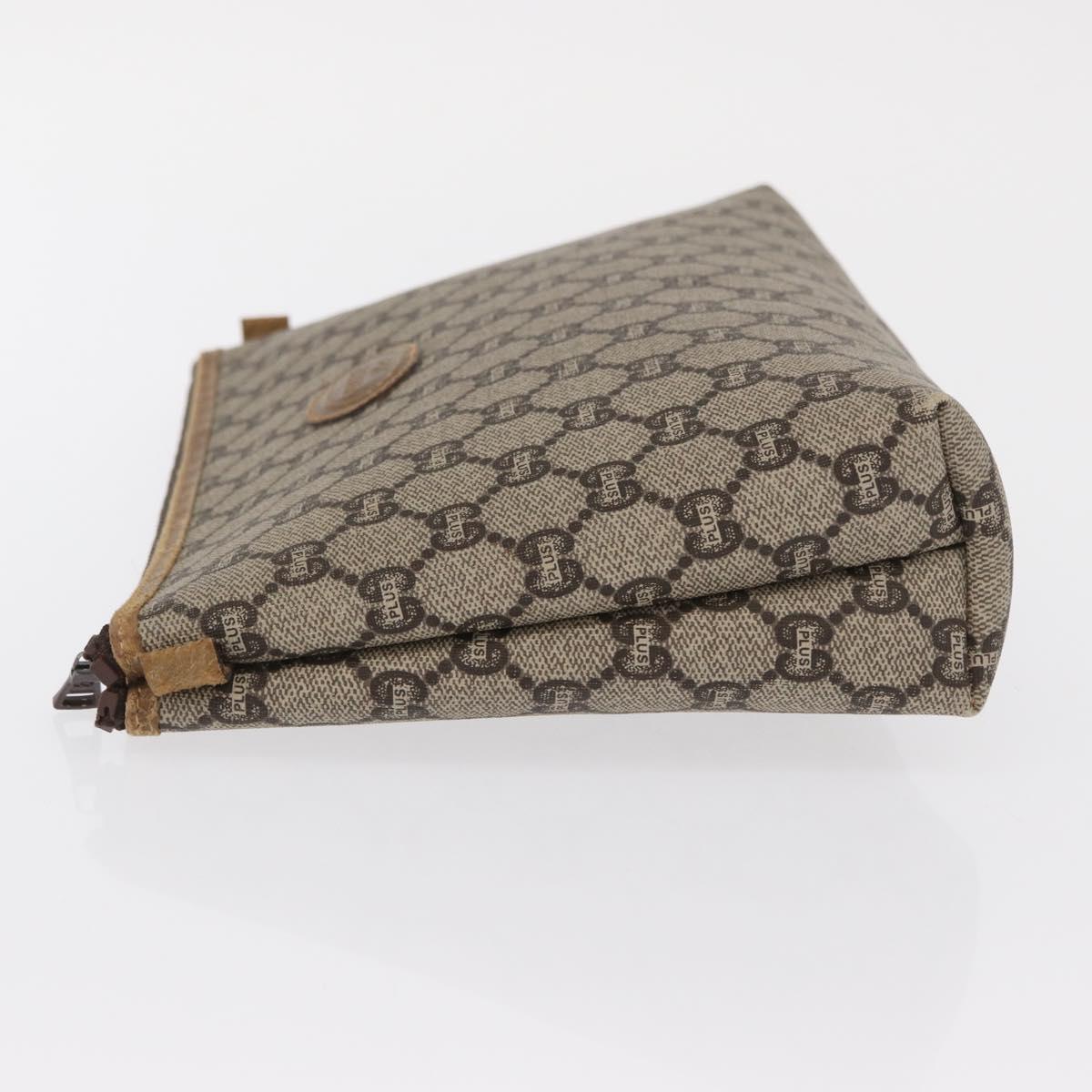 GUCCI GG Plus Supreme Pouch PVC Beige 07198 Auth 168504