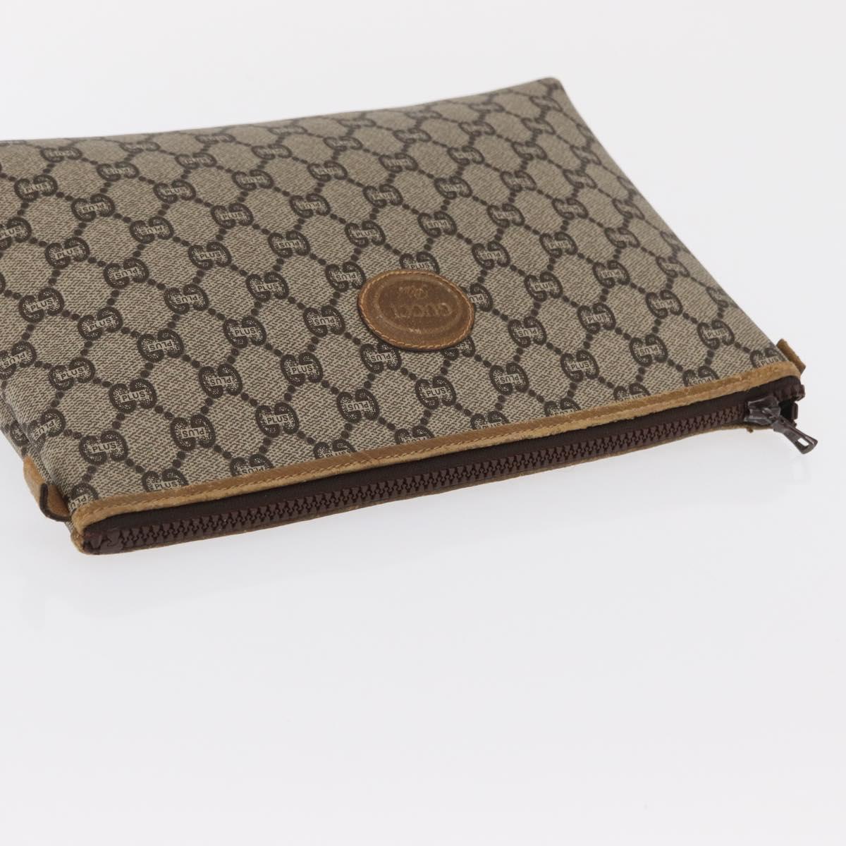 GUCCI GG Plus Supreme Pouch PVC Beige 07198 Auth 168504