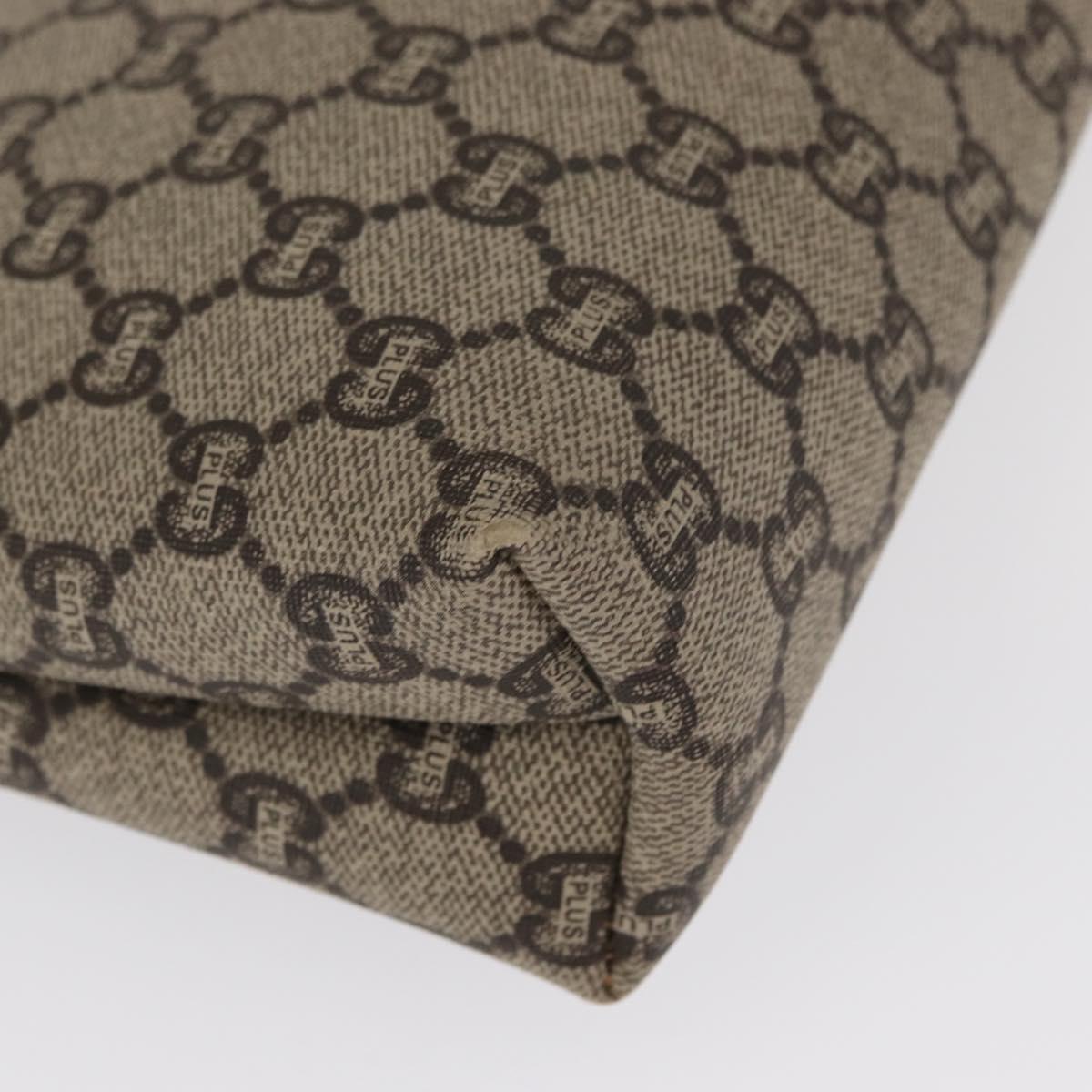 GUCCI GG Plus Supreme Pouch PVC Beige 07198 Auth 168504