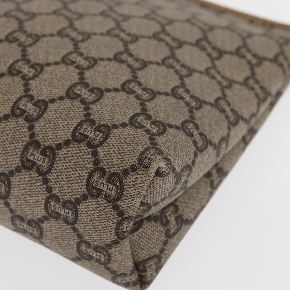 GUCCI GG Plus Supreme Pouch PVC Beige 07198 Auth 168504