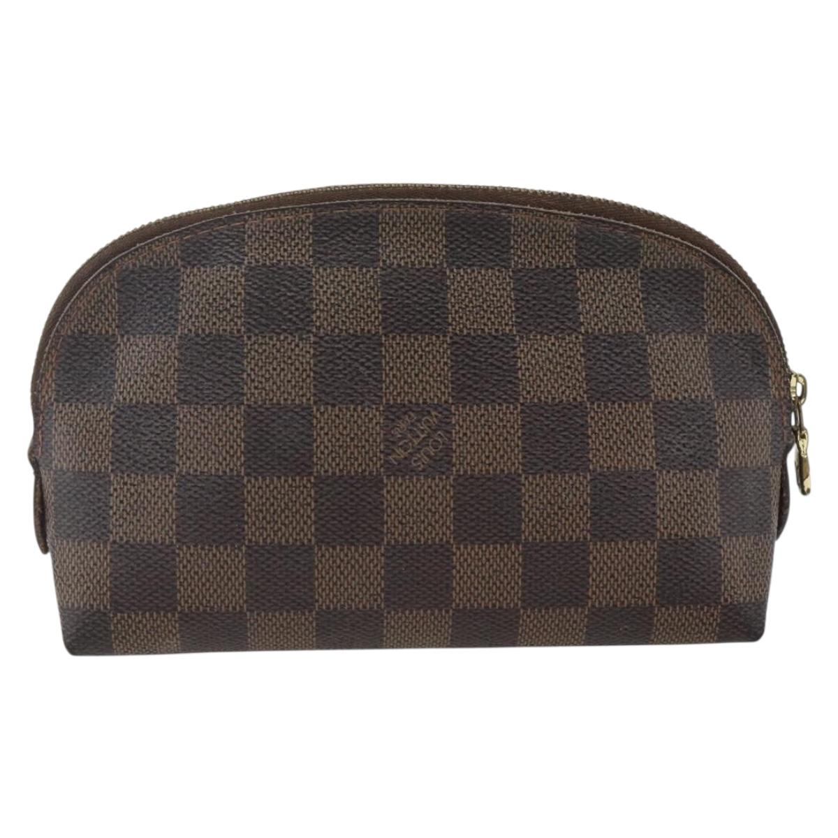 LOUIS VUITTON Damier Ebene Pochette Cosmetic PM Pouch N47516 LV Auth 168508