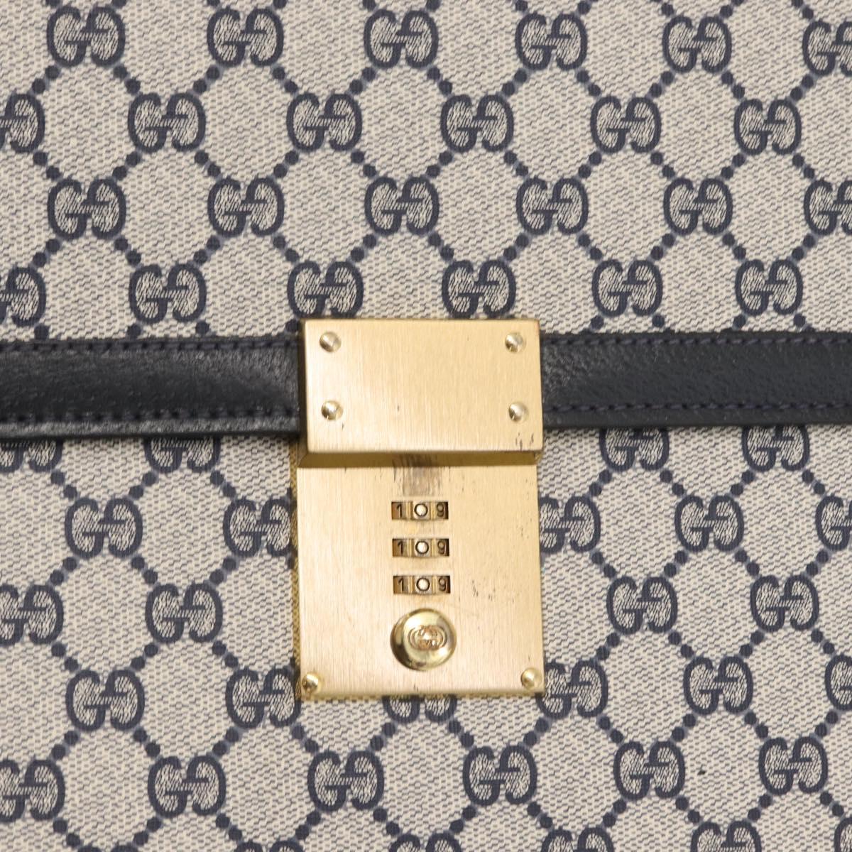 GUCCI GG Supreme Business Bag PVC Navy Gold 904 20 002 Auth 168514