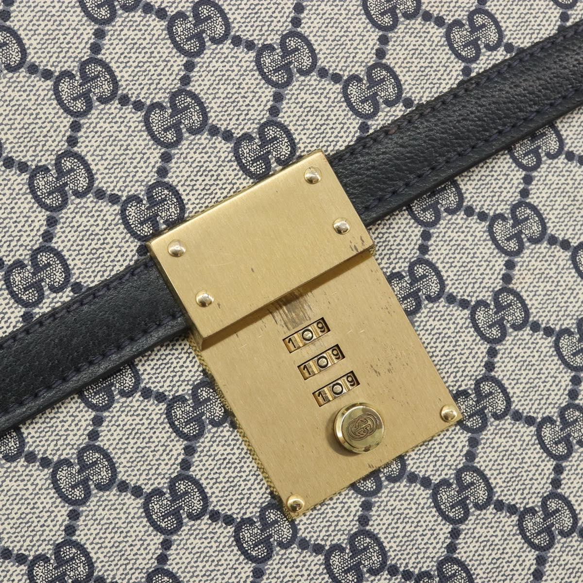 GUCCI GG Supreme Business Bag PVC Navy Gold 904 20 002 Auth 168514