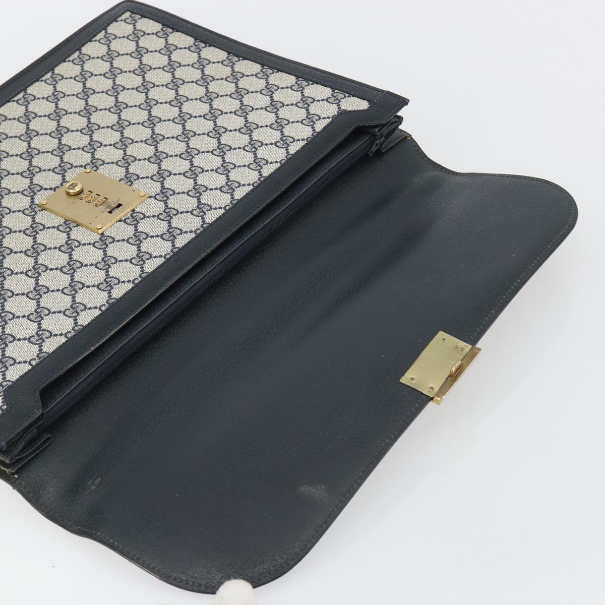 GUCCI GG Supreme Business Bag PVC Navy Gold 904 20 002 Auth 168514