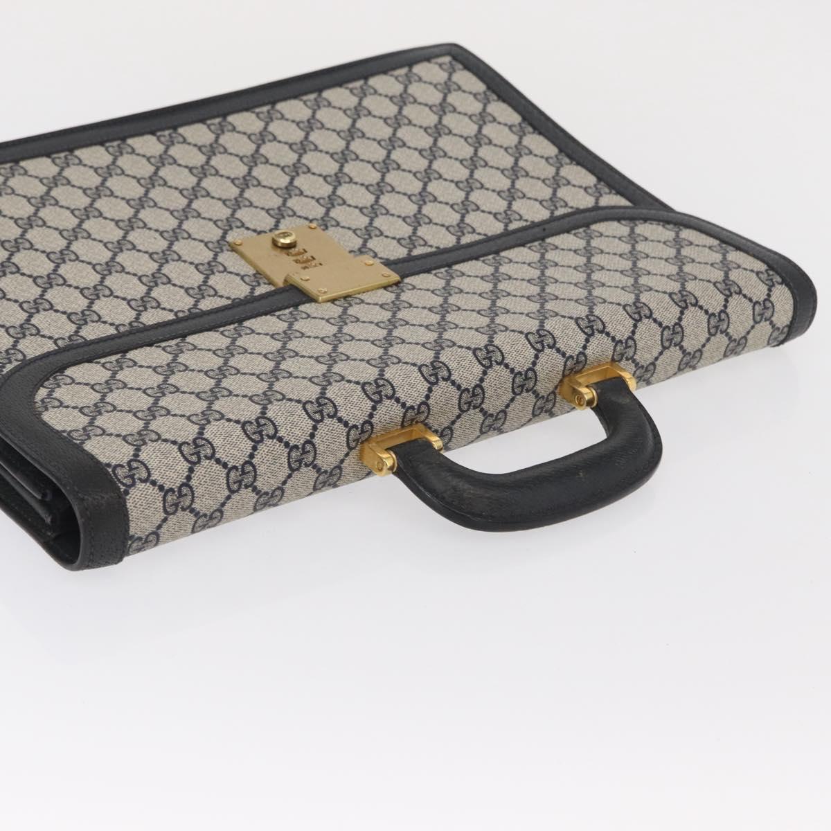 GUCCI GG Supreme Business Bag PVC Navy Gold 904 20 002 Auth 168514