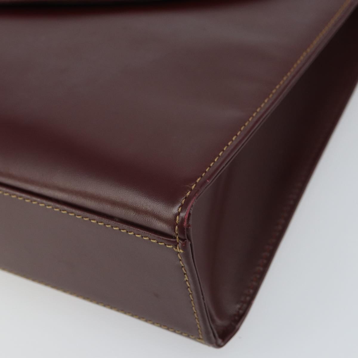 CARTIER Must Line Hand Bag Leather Bordeaux Gold Auth 168516