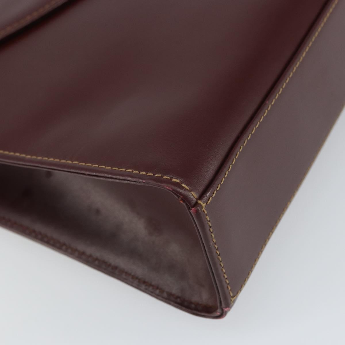 CARTIER Must Line Hand Bag Leather Bordeaux Gold Auth 168516