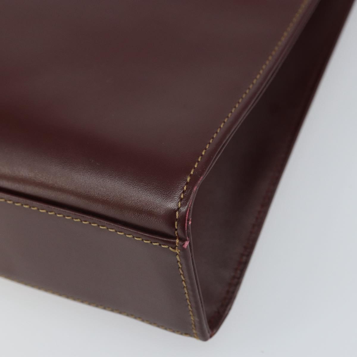 CARTIER Must Line Hand Bag Leather Bordeaux Gold Auth 168516