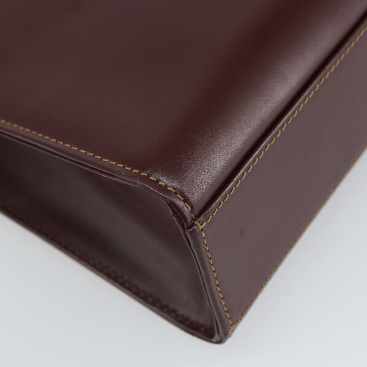 CARTIER Must Line Hand Bag Leather Bordeaux Gold Auth 168516