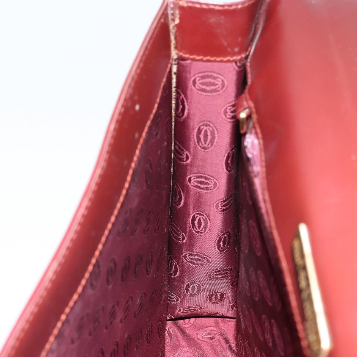 CARTIER Must Line Hand Bag Leather Bordeaux Gold Auth 168516