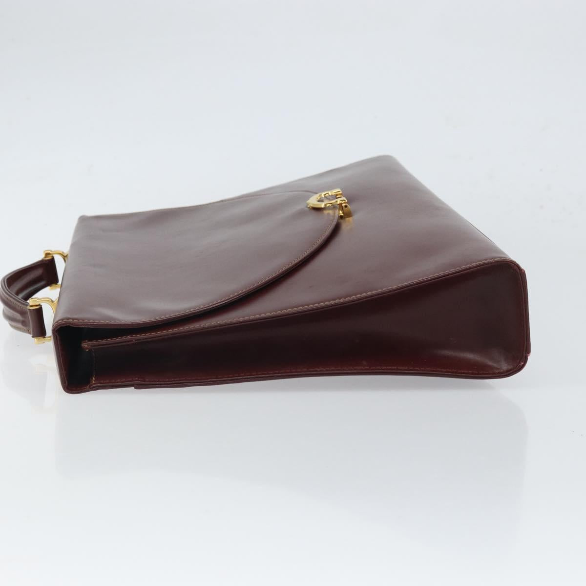 CARTIER Must Line Hand Bag Leather Bordeaux Gold Auth 168516