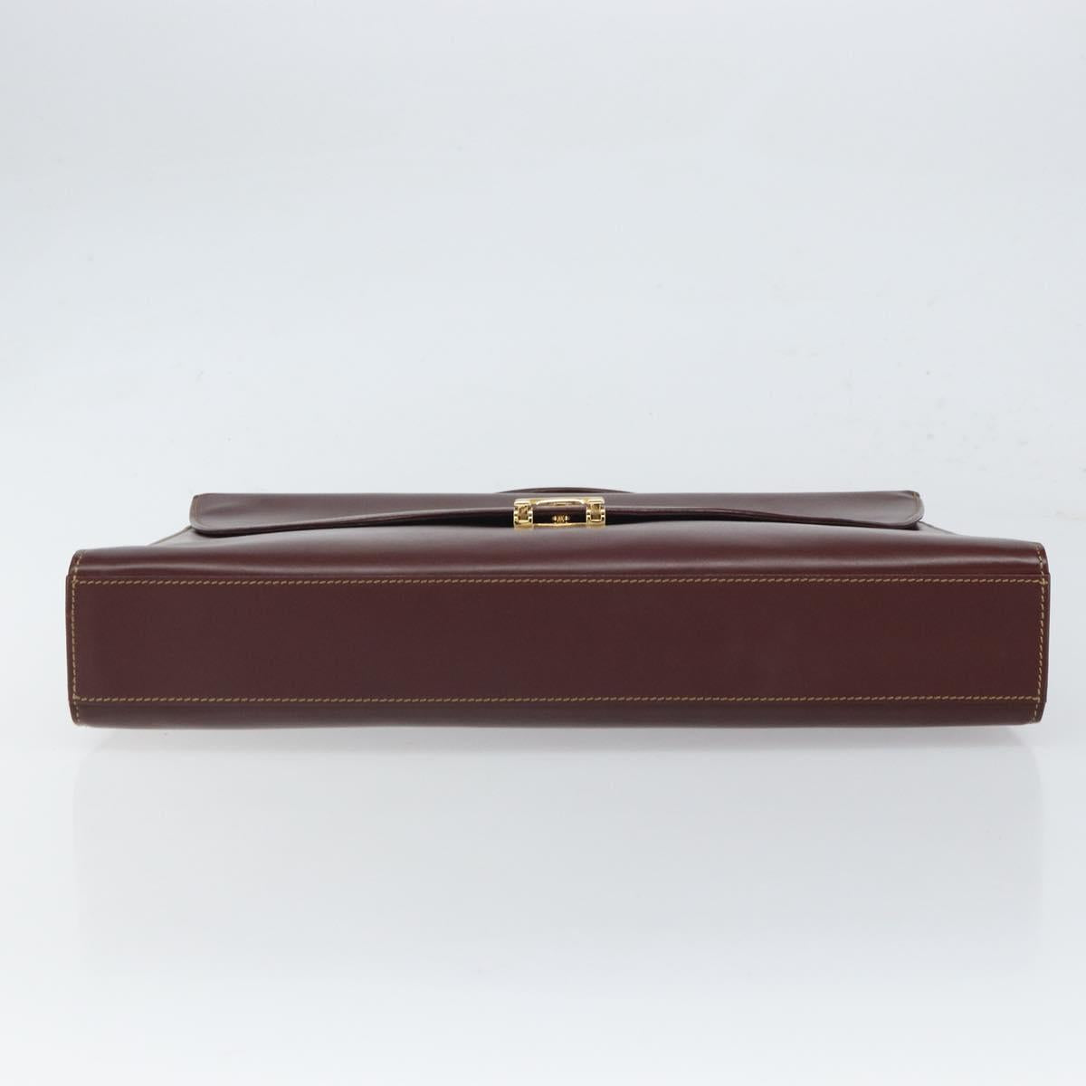 CARTIER Must Line Hand Bag Leather Bordeaux Gold Auth 168516