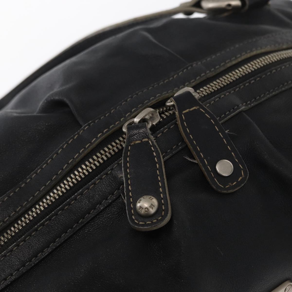 MCM Hand Bag Leather Black Auth 168518