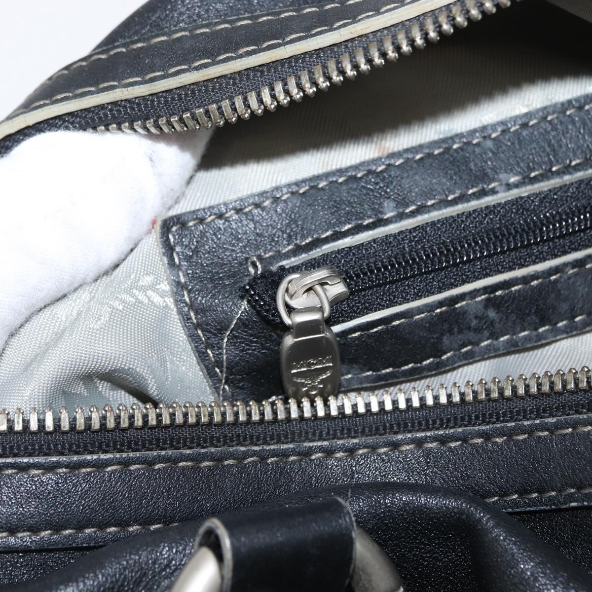 MCM Hand Bag Leather Black Auth 168518