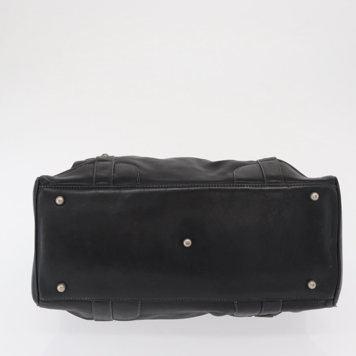 MCM Hand Bag Leather Black Auth 168518