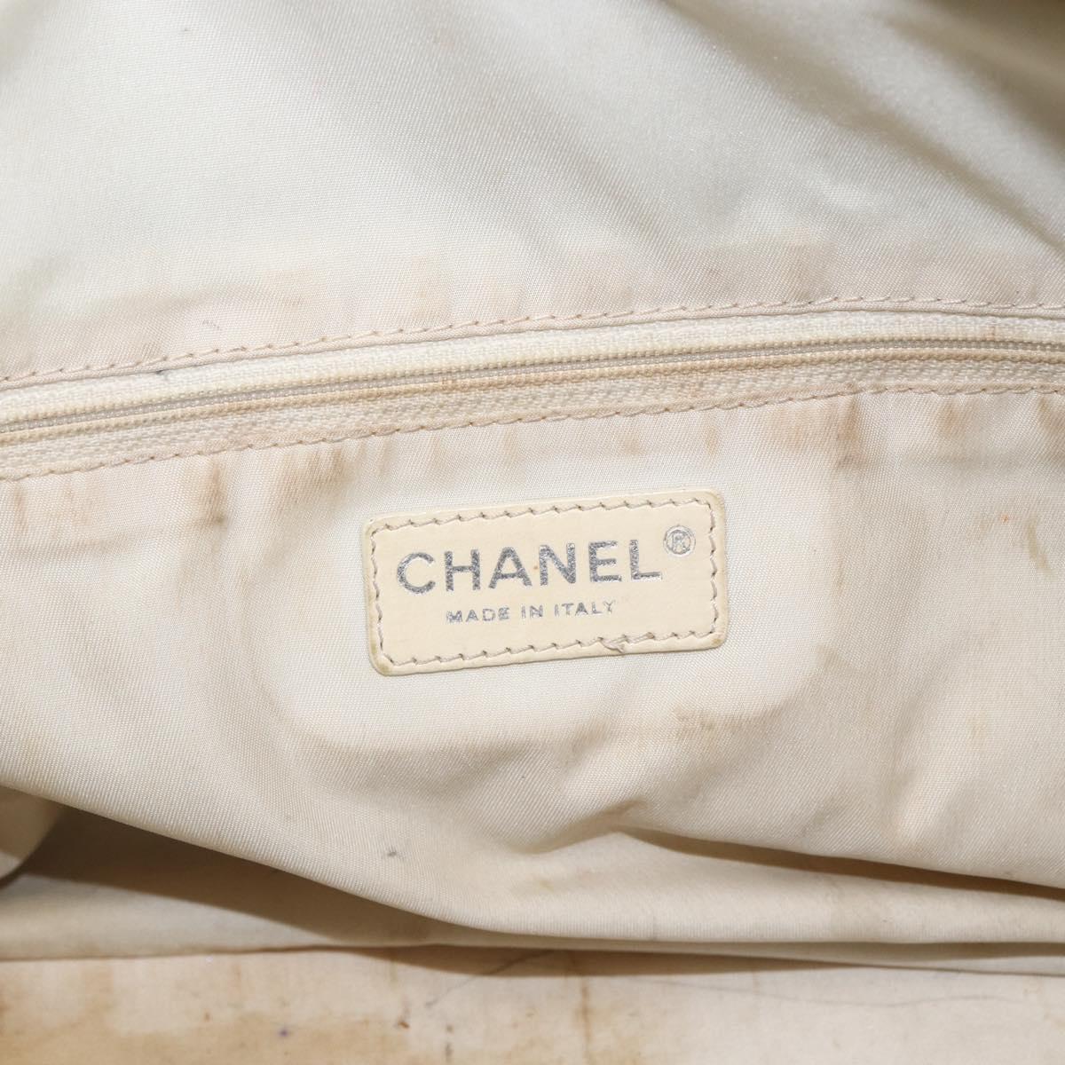 CHANEL Paris Biarritz MM Tote Bag Coated Canvas Gold CC Auth 168522