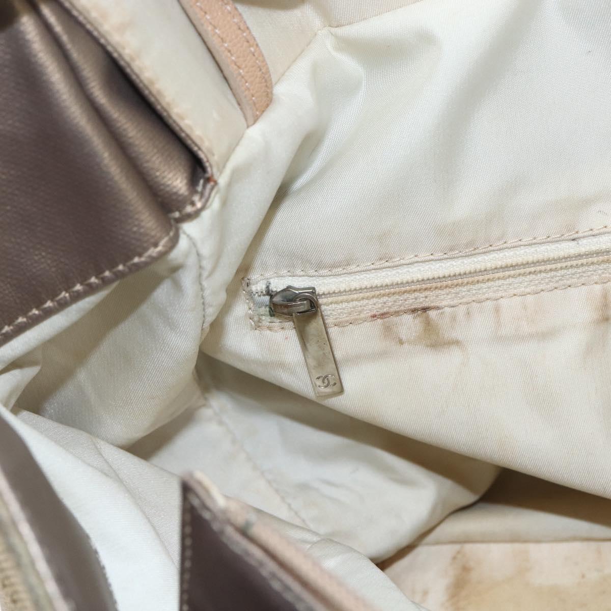 CHANEL Paris Biarritz MM Tote Bag Coated Canvas Gold CC Auth 168522