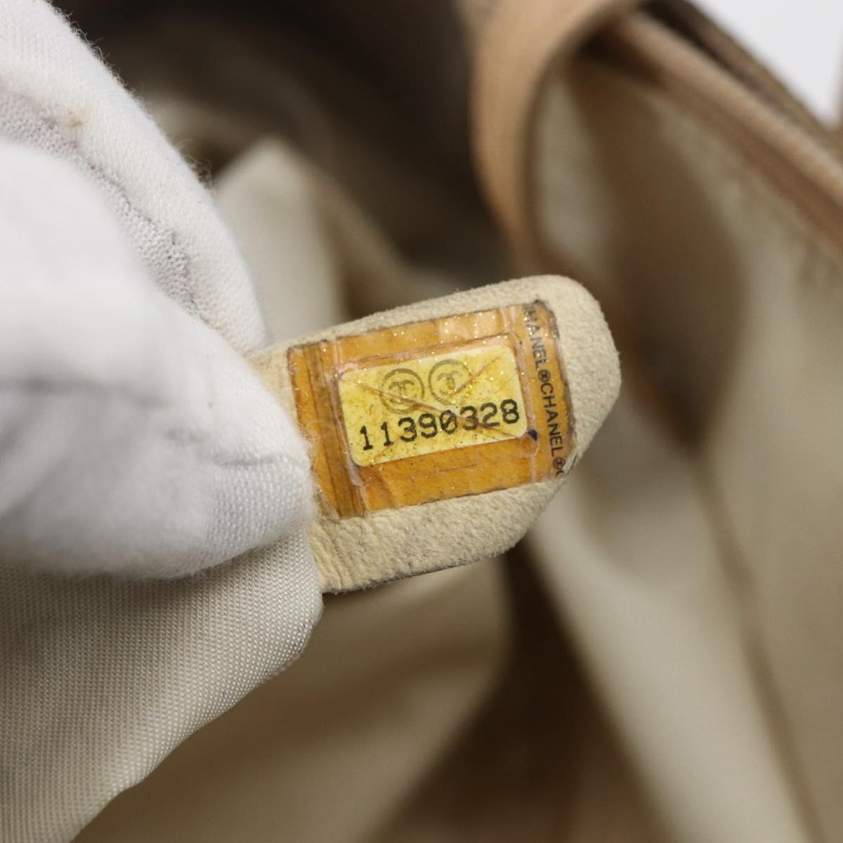 CHANEL Paris Biarritz MM Tote Bag Coated Canvas Gold CC Auth 168522