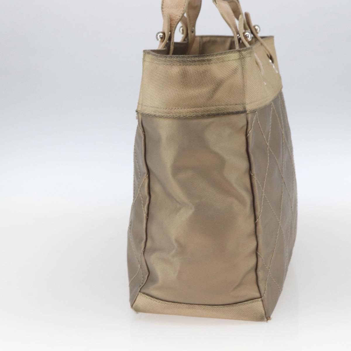 CHANEL Paris Biarritz MM Tote Bag Coated Canvas Gold CC Auth 168522