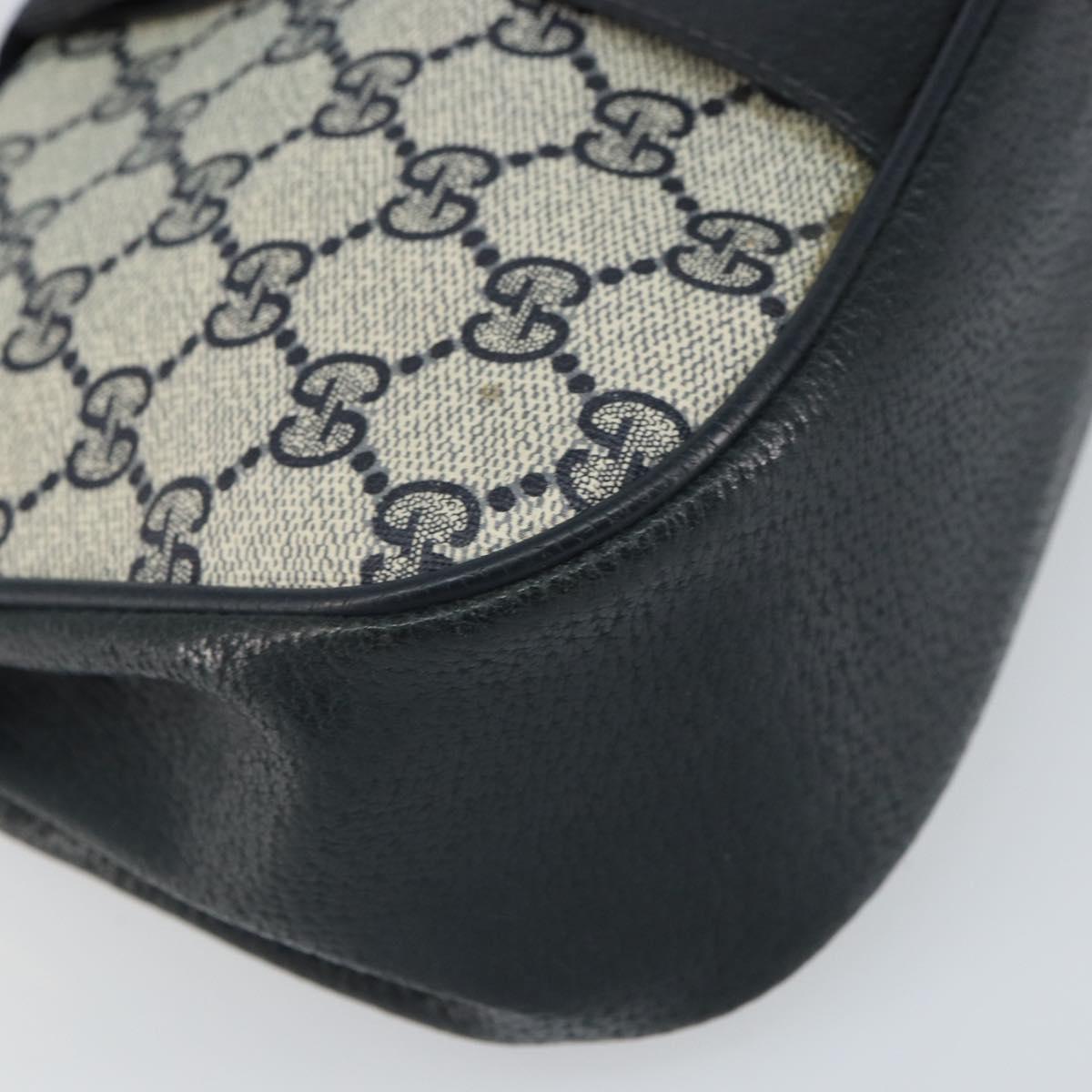 GUCCI GG Supreme Sherry Line Shoulder Bag PVC Navy Gold Auth 168523