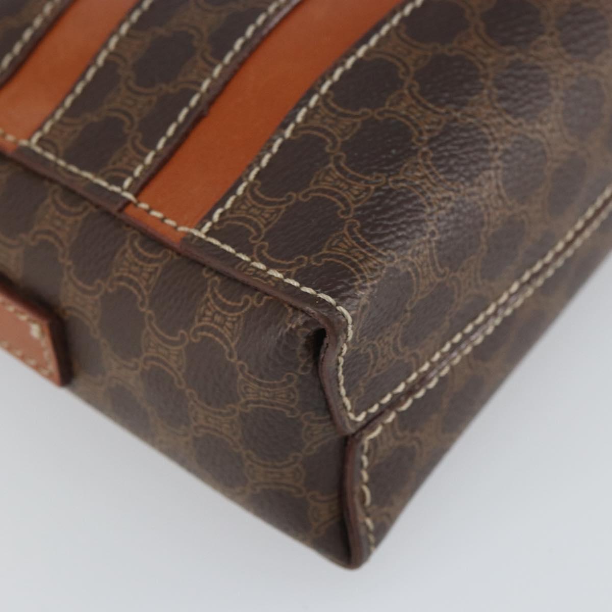 CELINE Macadam Canvas Shoulder Bag PVC Leather Brown Gold Auth 168524