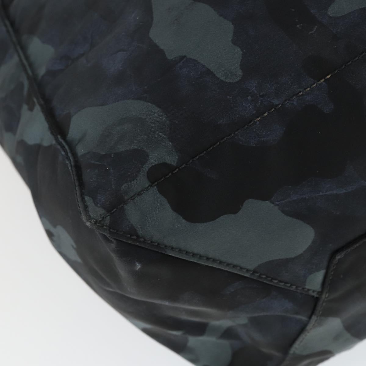 PRADA Camouflage Tote Bag Nylon Silver Auth 168538