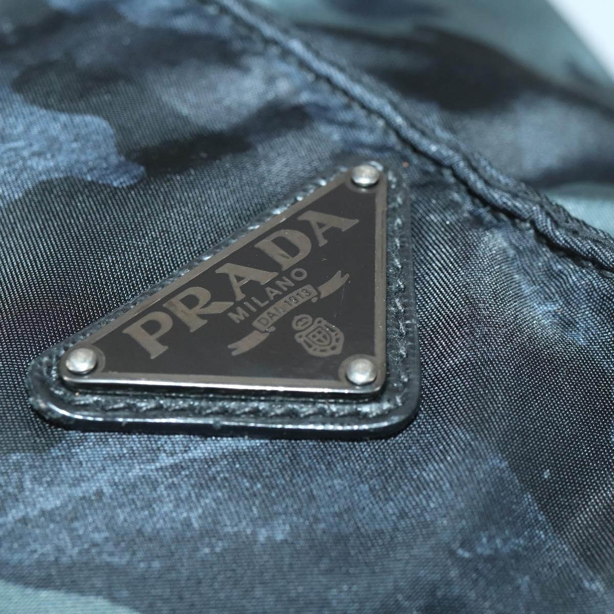 PRADA Camouflage Tote Bag Nylon Silver Auth 168538