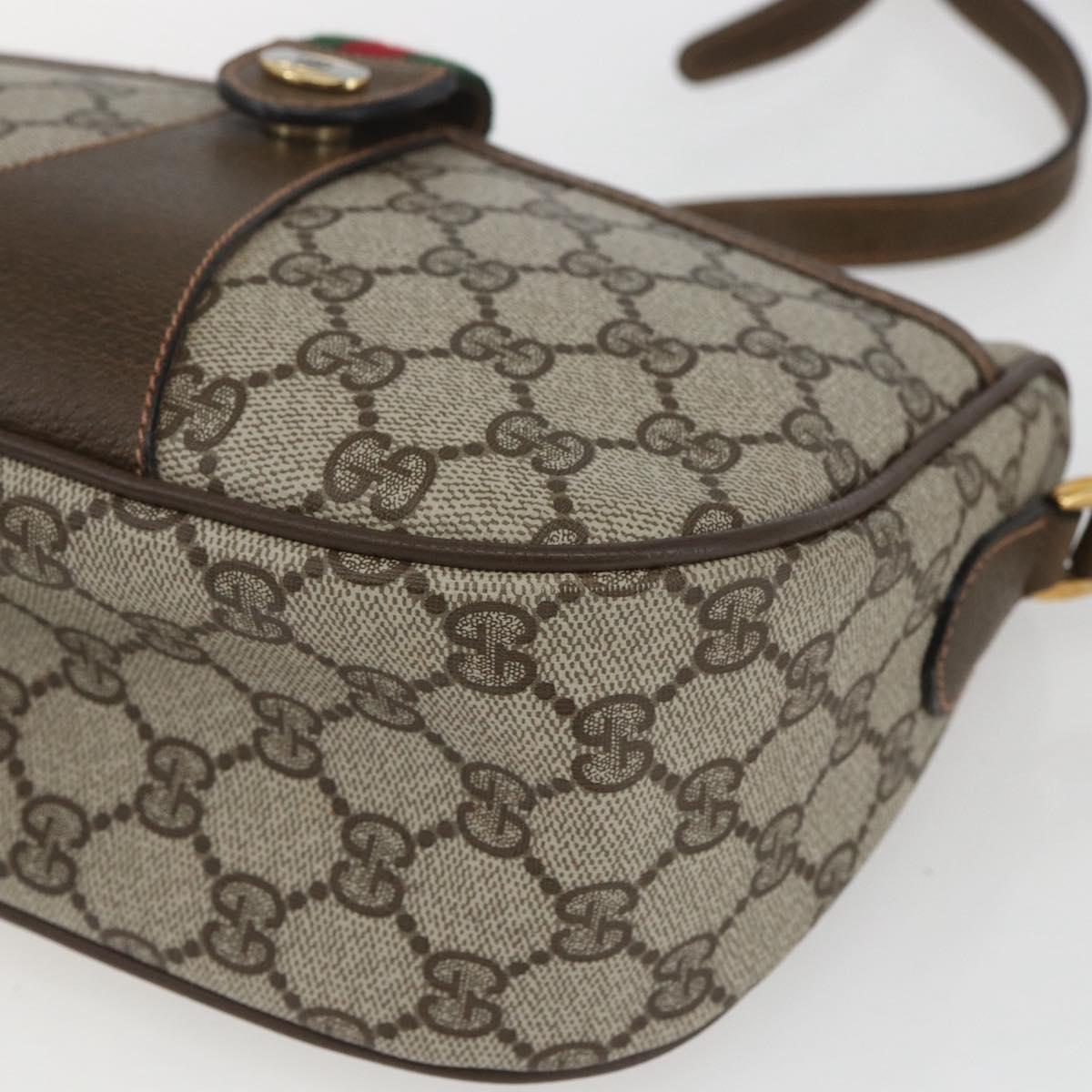 GUCCI GG Supreme Web Sherry Line Bag PVC Beige Gold 89 02 034 Auth 168543