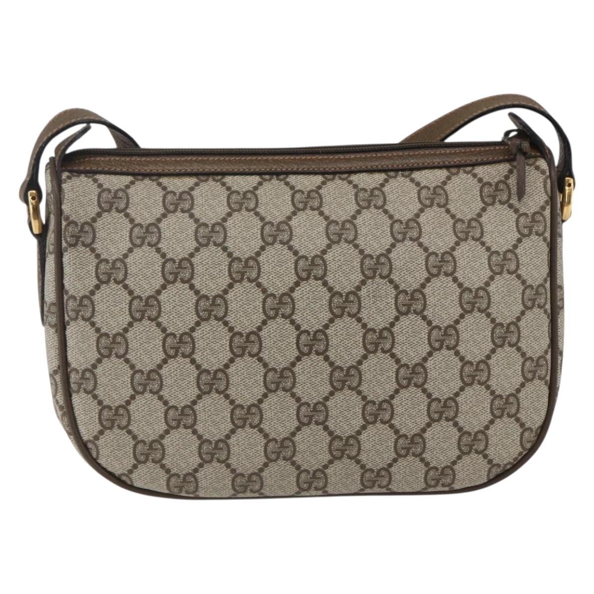 GUCCI GG Supreme Web Sherry Line Bag PVC Beige Gold 89 02 034 Auth 168543