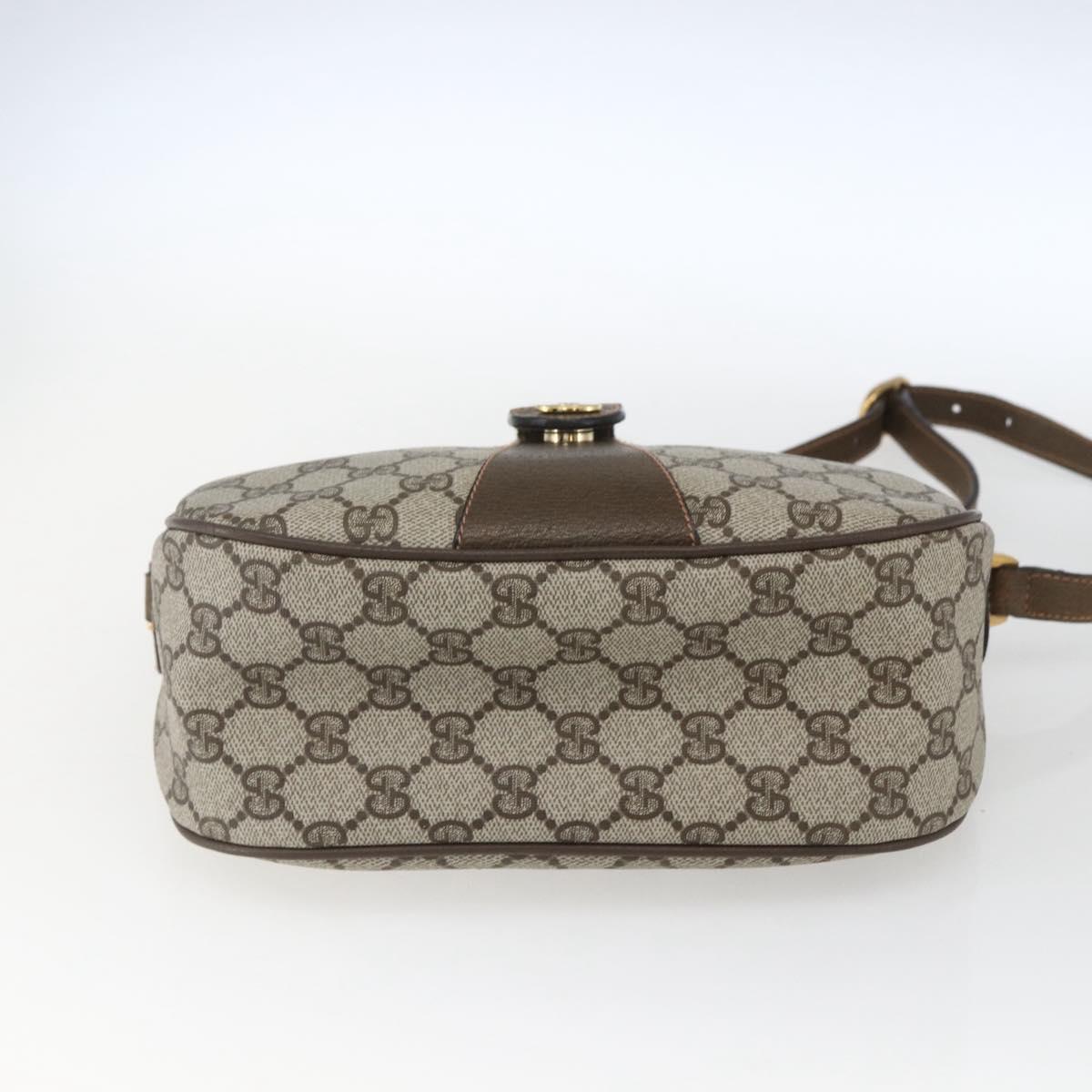 GUCCI GG Supreme Web Sherry Line Bag PVC Beige Gold 89 02 034 Auth 168543