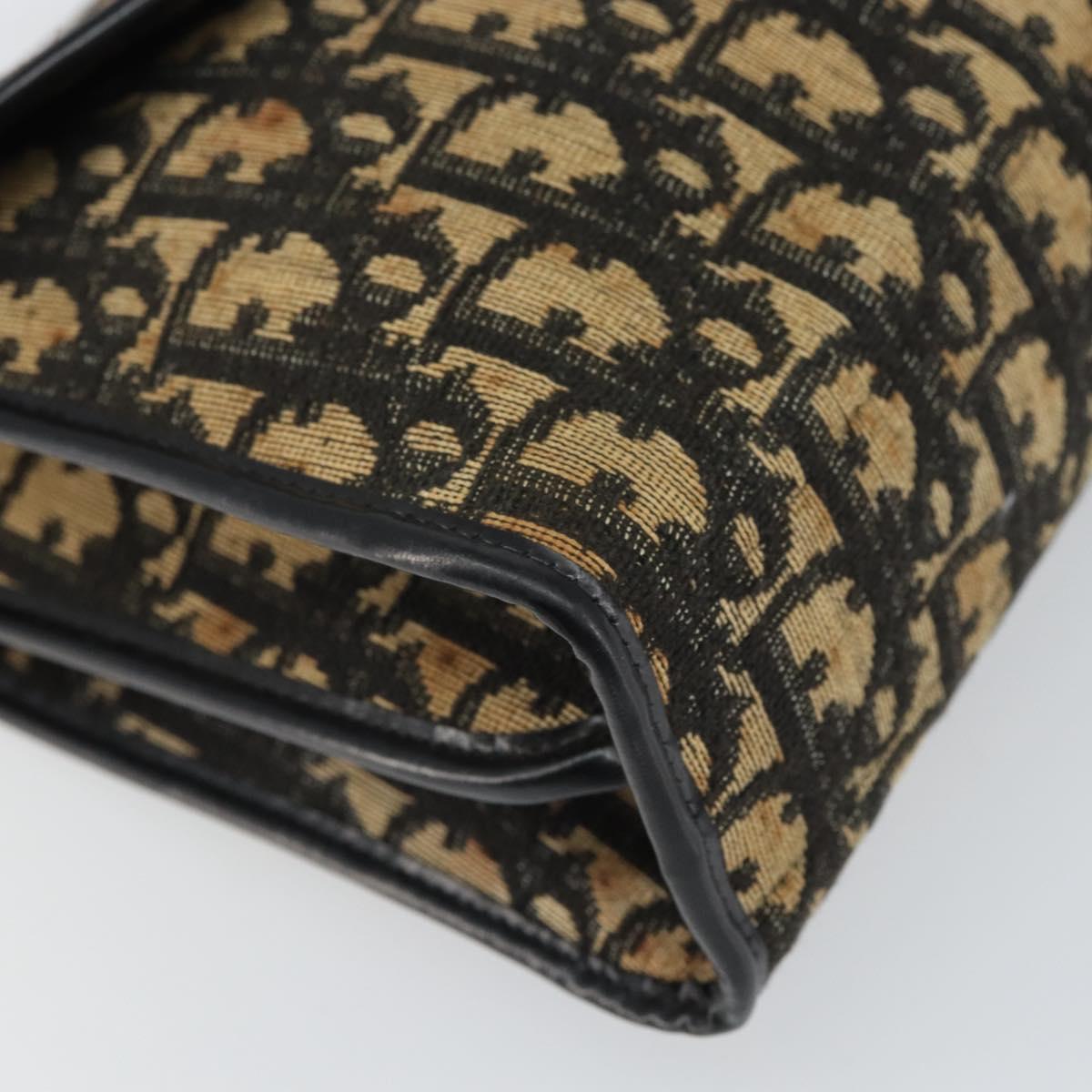 Christian Dior Trotter Canvas Shoulder Bag Navy Gold Auth 168551