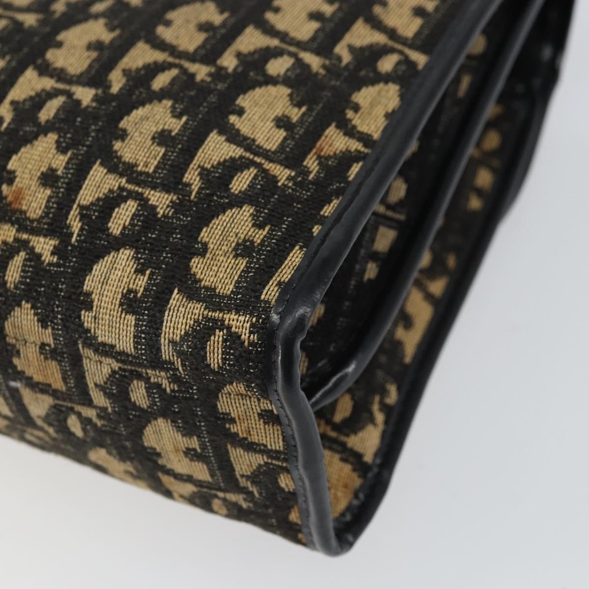 Christian Dior Trotter Canvas Shoulder Bag Navy Gold Auth 168551