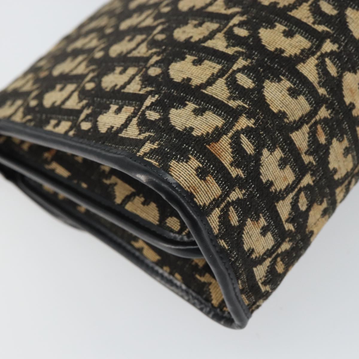 Christian Dior Trotter Canvas Shoulder Bag Navy Gold Auth 168551