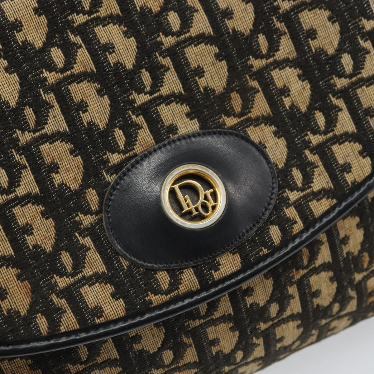 Christian Dior Trotter Canvas Shoulder Bag Navy Gold Auth 168551