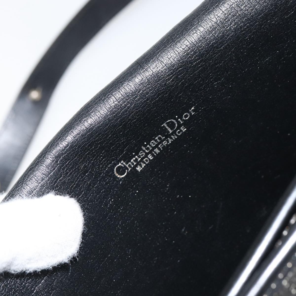 Christian Dior Trotter Canvas Shoulder Bag Navy Gold Auth 168551