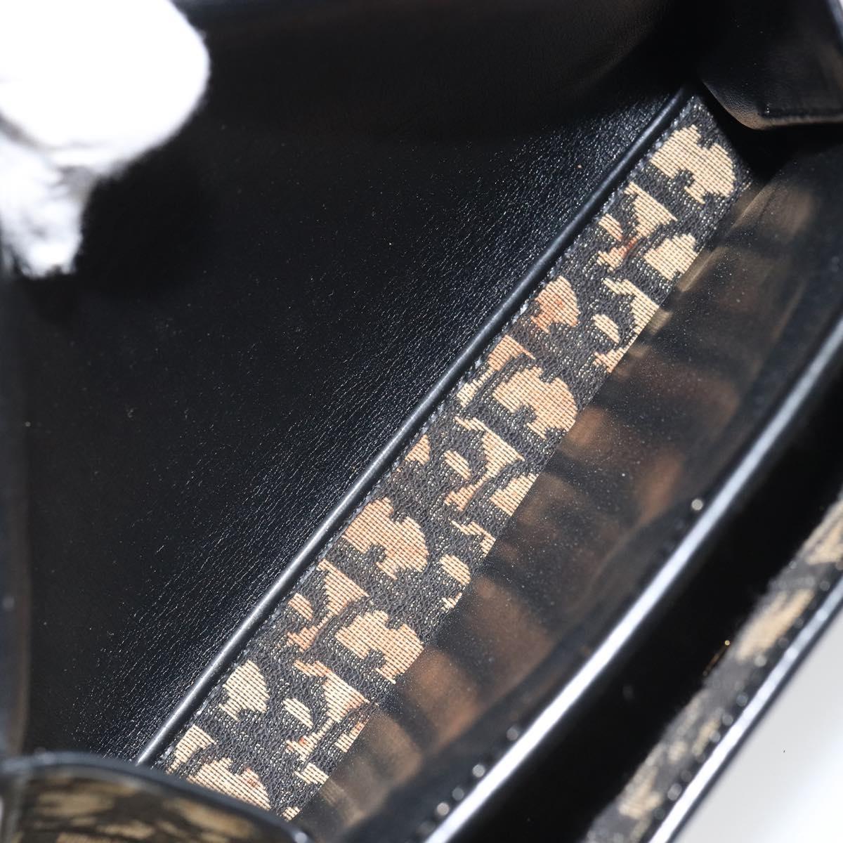 Christian Dior Trotter Canvas Shoulder Bag Navy Gold Auth 168551