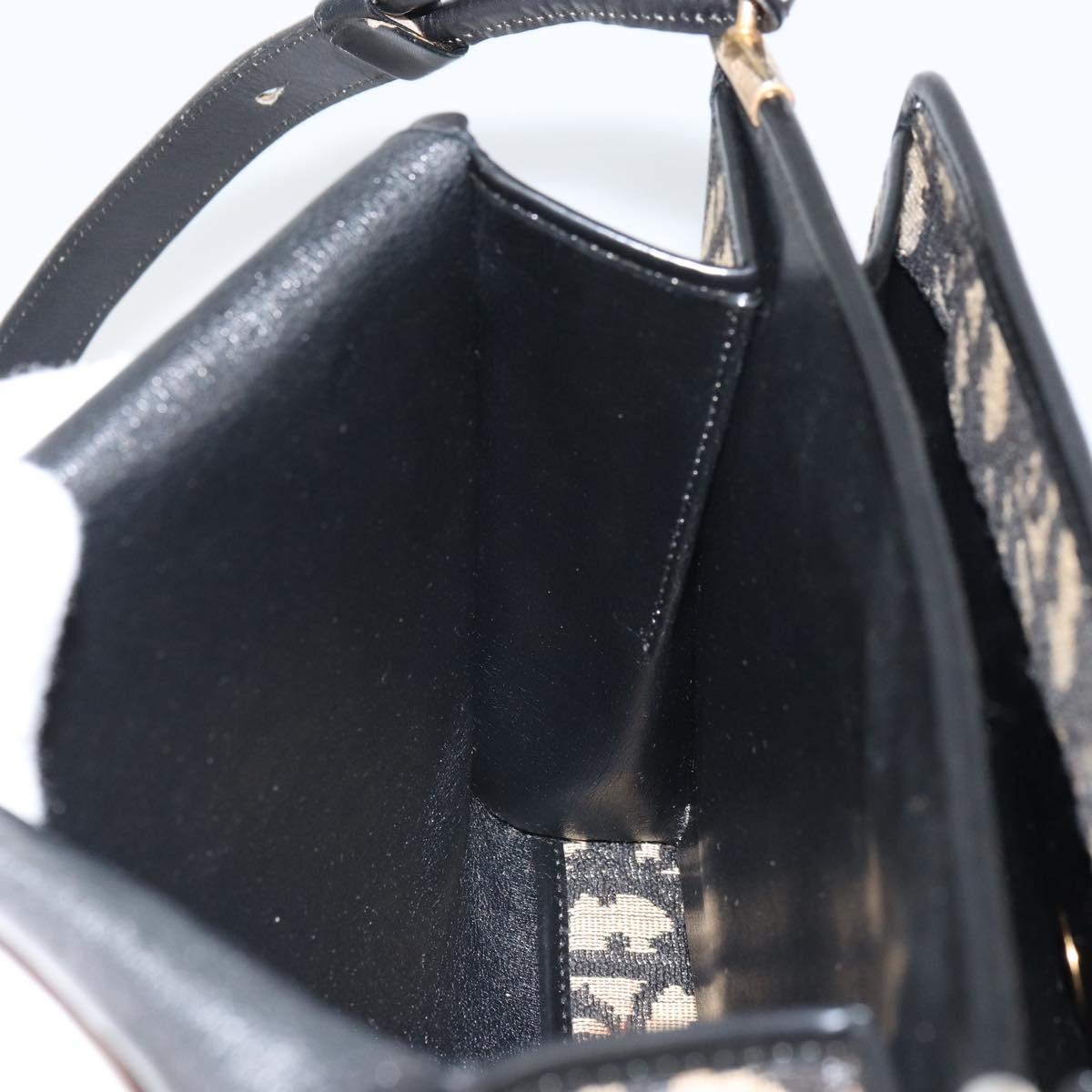 Christian Dior Trotter Canvas Shoulder Bag Navy Gold Auth 168551