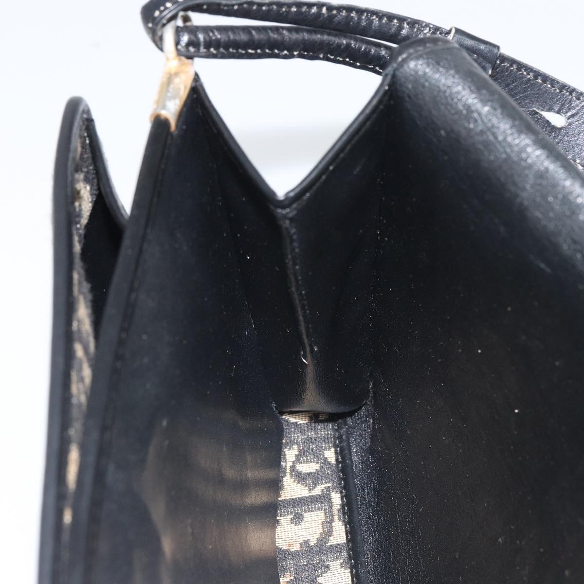 Christian Dior Trotter Canvas Shoulder Bag Navy Gold Auth 168551